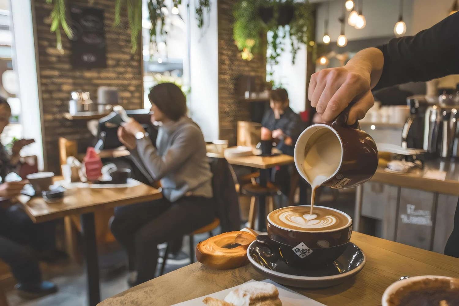 Coffee Shop barista pouring coffee